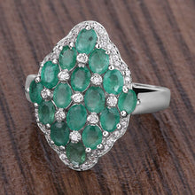 Load image into Gallery viewer, 2.68 Carat Genuine Zambian Emerald and White Zircon .925 Sterling Silver Ring