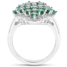 Load image into Gallery viewer, 2.68 Carat Genuine Zambian Emerald and White Zircon .925 Sterling Silver Ring