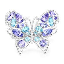 Load image into Gallery viewer, 3.60 Carat Genuine Tanzanite and Swiss Blue Topaz .925 Sterling Silver Ring