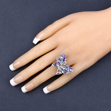 Load image into Gallery viewer, 3.60 Carat Genuine Tanzanite and Swiss Blue Topaz .925 Sterling Silver Ring