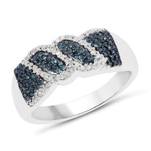 Load image into Gallery viewer, 0.67 Carat Genuine Blue Diamond and White Diamond .925 Sterling Silver Ring