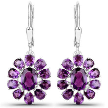 Load image into Gallery viewer, 11.60 Carat Genuine Amethyst and White Topaz .925 Sterling Silver 3 Piece Jewelry Set (Ring, Earrings, and Pendant w/ Chain)