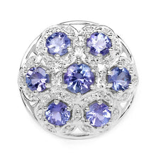 Load image into Gallery viewer, 2.00 Carat Genuine Tanzanite and White Zircon .925 Sterling Silver Ring