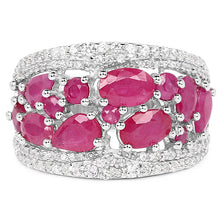 Load image into Gallery viewer, 3.89 Carat Genuine Ruby and White Zircon .925 Sterling Silver Ring