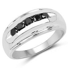Load image into Gallery viewer, 0.50 Carat Genuine Black Diamond .925 Sterling Silver Ring