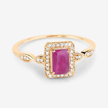 Load image into Gallery viewer, 0.75 Carat Genuine Ruby and White Diamond 14K Yellow Gold Ring