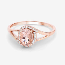 Load image into Gallery viewer, 0.78 Carat Genuine Morganite and White Diamond 14K Rose Gold Ring