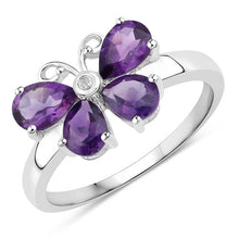 Load image into Gallery viewer, 1.35 Carat Genuine Amethyst and Created White Sapphire .925 Sterling Silver Ring