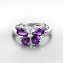 Load image into Gallery viewer, 1.35 Carat Genuine Amethyst and Created White Sapphire .925 Sterling Silver Ring