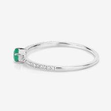 Load image into Gallery viewer, 0.18 Carat Genuine Zambian Emerald and White Diamond 14K White Gold Ring