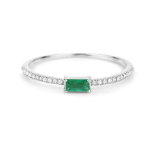 Load image into Gallery viewer, 0.18 Carat Genuine Zambian Emerald and White Diamond 14K White Gold Ring