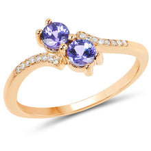 Load image into Gallery viewer, 0.51 Carat Genuine Tanzanite and White Diamond 14K Yellow Gold Ring