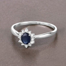 Load image into Gallery viewer, 0.44 Carat Genuine Blue Sapphire and White Diamond 14K White Gold Ring