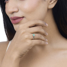 Load image into Gallery viewer, 0.40 Carat Genuine Zambian Emerald and White Diamond 14K White Gold Ring