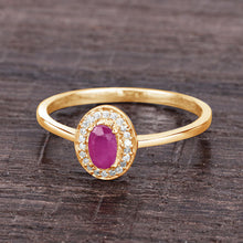 Load image into Gallery viewer, 0.33 Carat Genuine Ruby and White Diamond 14K Yellow Gold Ring