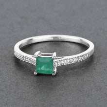 Load image into Gallery viewer, 0.67 Carat Genuine Zambian Emerald and White Diamond 14K White Gold Ring