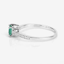Load image into Gallery viewer, 0.67 Carat Genuine Zambian Emerald and White Diamond 14K White Gold Ring