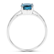 Load image into Gallery viewer, 1.05 Carat Genuine London Blue Topaz and White Diamond 14K White Gold Ring