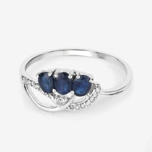 Load image into Gallery viewer, 0.65 Carat Genuine Blue Sapphire and White Diamond 14K White Gold Ring