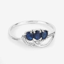 Load image into Gallery viewer, 0.65 Carat Genuine Blue Sapphire and White Diamond 14K White Gold Ring