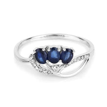 Load image into Gallery viewer, 0.65 Carat Genuine Blue Sapphire and White Diamond 14K White Gold Ring