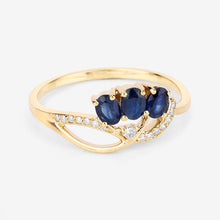 Load image into Gallery viewer, 0.65 Carat Genuine Blue Sapphire and White Diamond 14K Yellow Gold Ring