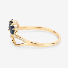 Load image into Gallery viewer, 0.65 Carat Genuine Blue Sapphire and White Diamond 14K Yellow Gold Ring