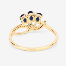 Load image into Gallery viewer, 0.65 Carat Genuine Blue Sapphire and White Diamond 14K Yellow Gold Ring