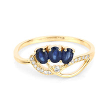 Load image into Gallery viewer, 0.65 Carat Genuine Blue Sapphire and White Diamond 14K Yellow Gold Ring
