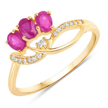 Load image into Gallery viewer, 0.71 Carat Genuine Ruby and White Diamond 14K Yellow Gold Ring