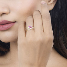 Load image into Gallery viewer, 0.71 Carat Genuine Ruby and White Diamond 14K Yellow Gold Ring