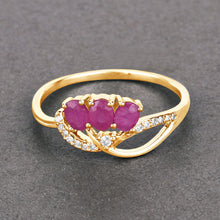 Load image into Gallery viewer, 0.71 Carat Genuine Ruby and White Diamond 14K Yellow Gold Ring