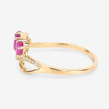 Load image into Gallery viewer, 0.71 Carat Genuine Ruby and White Diamond 14K Yellow Gold Ring