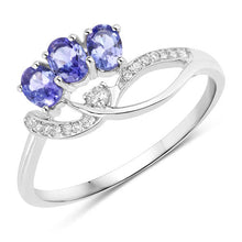 Load image into Gallery viewer, 0.56 Carat Genuine Tanzanite and White Diamond 14K White Gold Ring