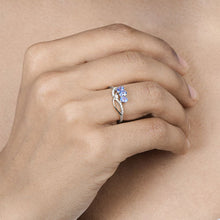 Load image into Gallery viewer, 0.56 Carat Genuine Tanzanite and White Diamond 14K White Gold Ring