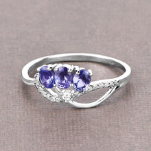 Load image into Gallery viewer, 0.56 Carat Genuine Tanzanite and White Diamond 14K White Gold Ring