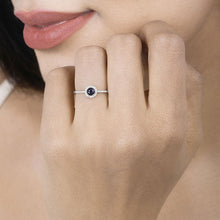 Load image into Gallery viewer, 0.38 Carat Genuine Blue Sapphire and White Diamond 14K White Gold Ring