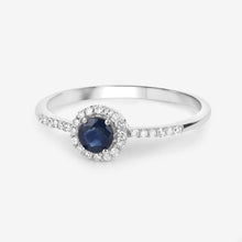 Load image into Gallery viewer, 0.38 Carat Genuine Blue Sapphire and White Diamond 14K White Gold Ring