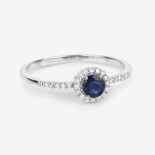 Load image into Gallery viewer, 0.38 Carat Genuine Blue Sapphire and White Diamond 14K White Gold Ring