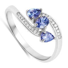 Load image into Gallery viewer, 0.51 Carat Genuine Tanzanite and White Diamond 14K White Gold Ring
