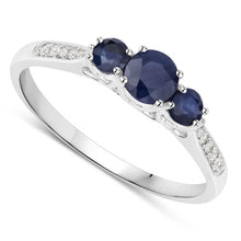Load image into Gallery viewer, 0.56 Carat Genuine Blue Sapphire and White Diamond 14K White Gold Ring