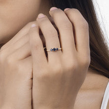 Load image into Gallery viewer, 0.56 Carat Genuine Blue Sapphire and White Diamond 14K Yellow Gold Ring