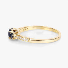 Load image into Gallery viewer, 0.56 Carat Genuine Blue Sapphire and White Diamond 14K Yellow Gold Ring