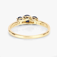 Load image into Gallery viewer, 0.56 Carat Genuine Blue Sapphire and White Diamond 14K Yellow Gold Ring