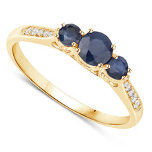 Load image into Gallery viewer, 0.56 Carat Genuine Blue Sapphire and White Diamond 14K Yellow Gold Ring
