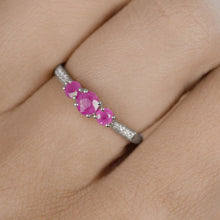 Load image into Gallery viewer, 0.61 Carat Genuine Ruby and White Diamond 14K White Gold Ring