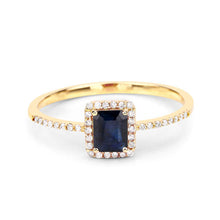 Load image into Gallery viewer, 0.60 Carat Genuine Blue Sapphire and White Diamond 14K Yellow Gold Ring