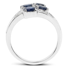 Load image into Gallery viewer, 1.61 Carat Genuine Blue Sapphire and White Diamond .925 Sterling Silver Ring