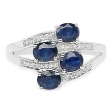 Load image into Gallery viewer, 1.61 Carat Genuine Blue Sapphire and White Diamond .925 Sterling Silver Ring