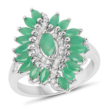 Load image into Gallery viewer, 1.63 Carat Genuine Emerald and White Zircon .925 Sterling Silver Ring